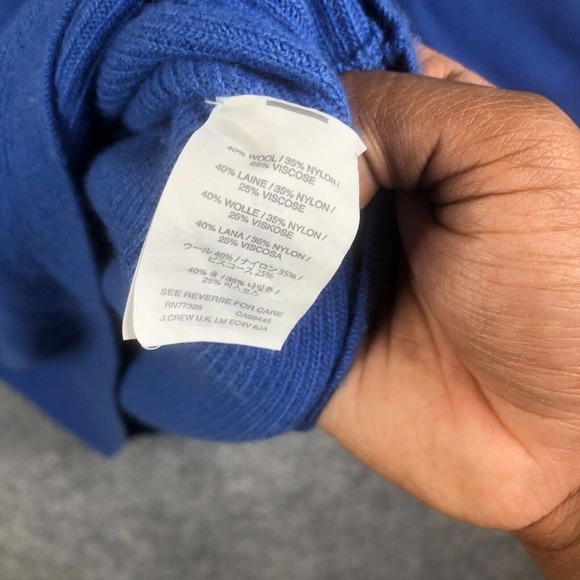 J. Crew E1382 Women Blue Wool Blend Oversize Crew Neck Pullover Sweater Size L - Picture 5 of 7